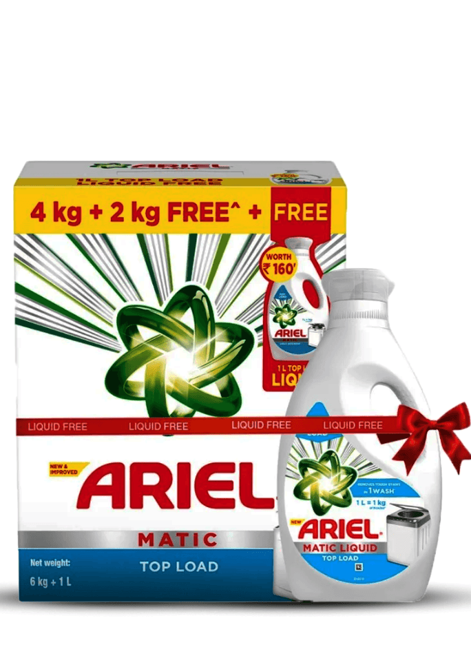 Ariel Top Load Powder 4+2Kg+1lt liquid Free ஏரியல் - product media
